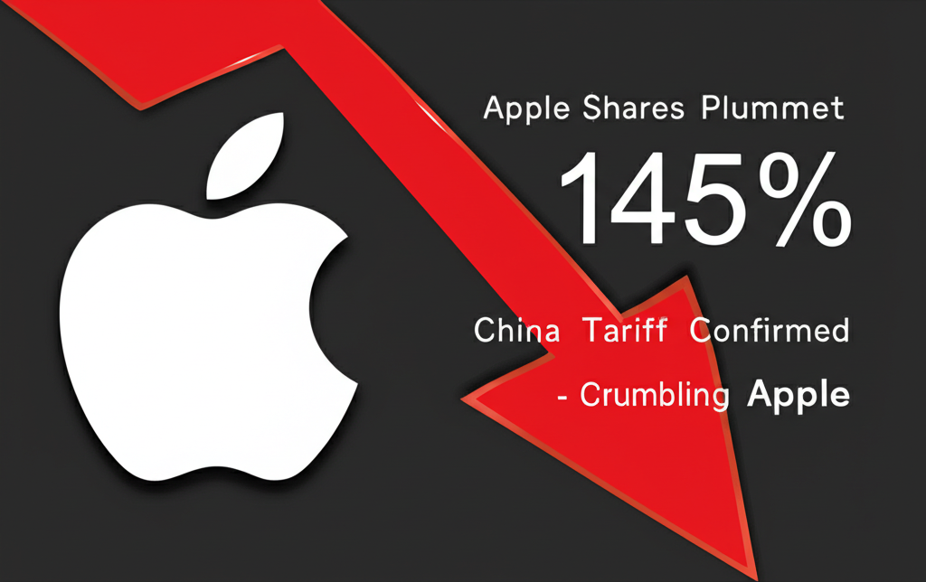 Crumbling Apple logo with downward stock arrow
