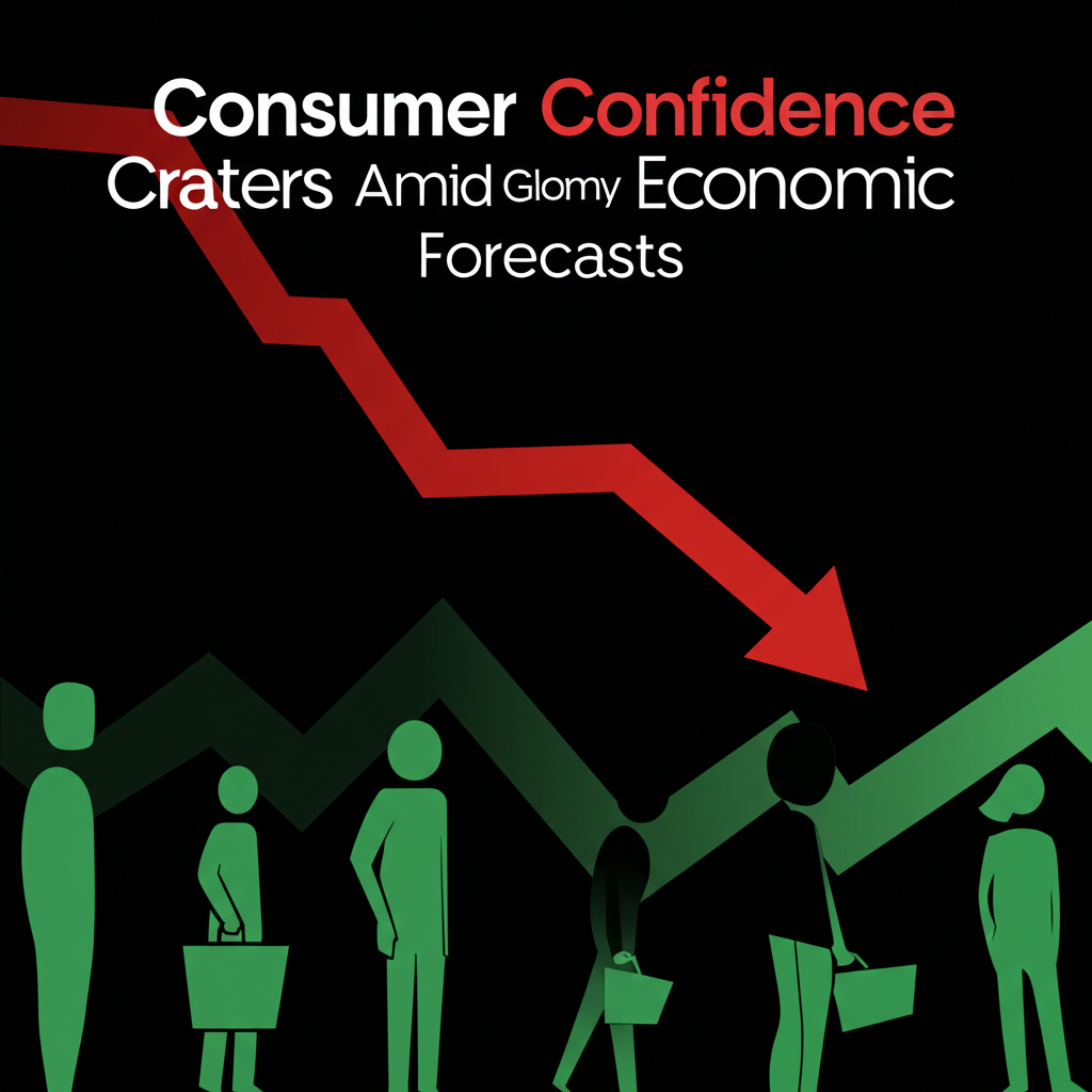 Frowning consumers shopping with downward trend graph