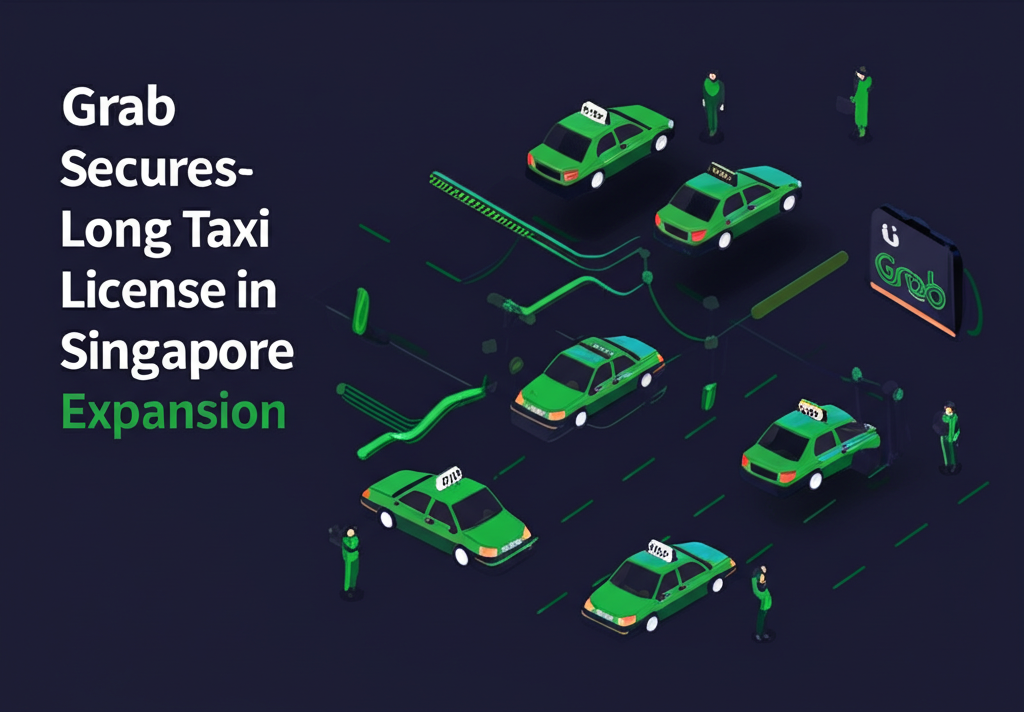 Grab taxi fleet in Singapore streets