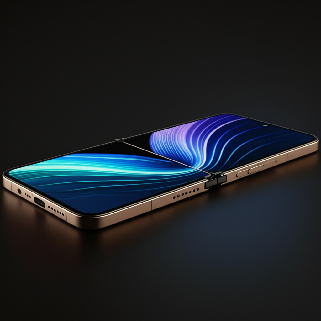 Ultra-thin foldable smartphone in multiple positions