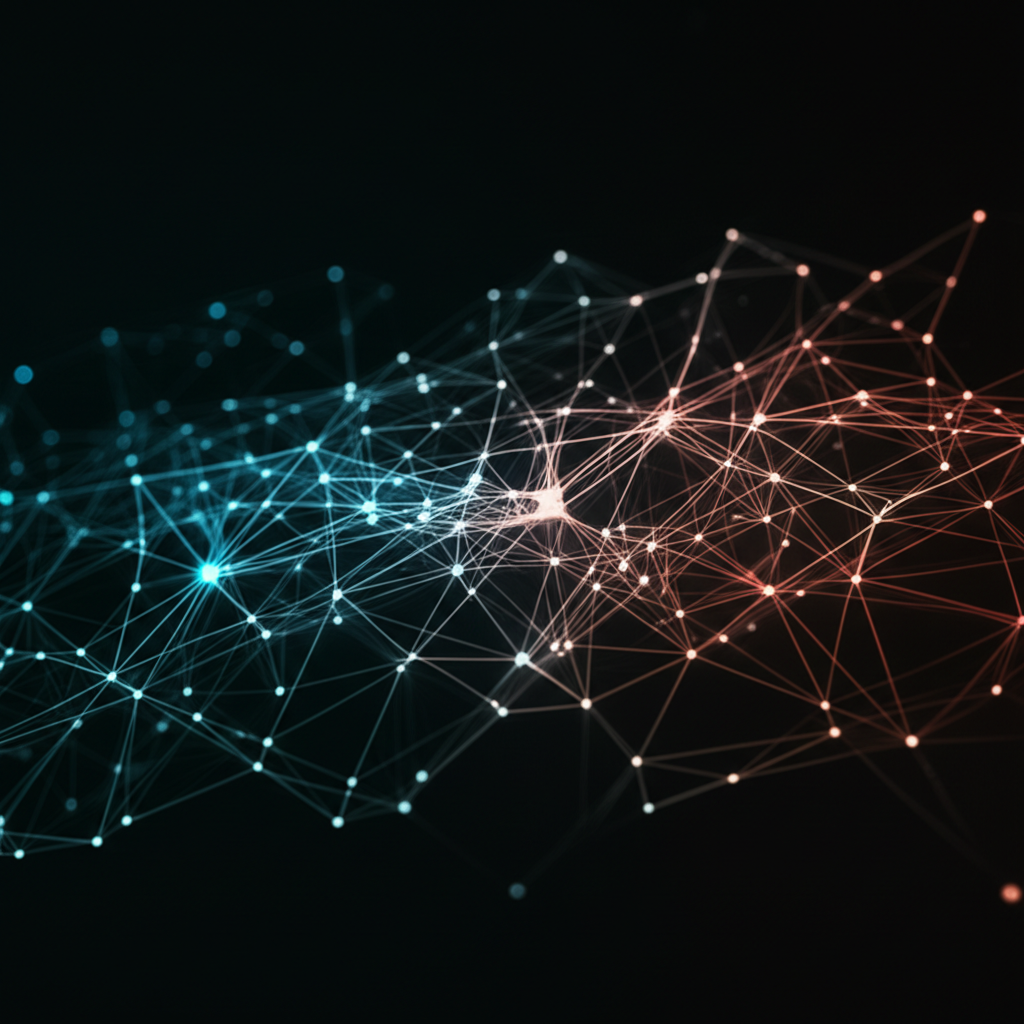 Abstract neural network visualization with glowing nodes