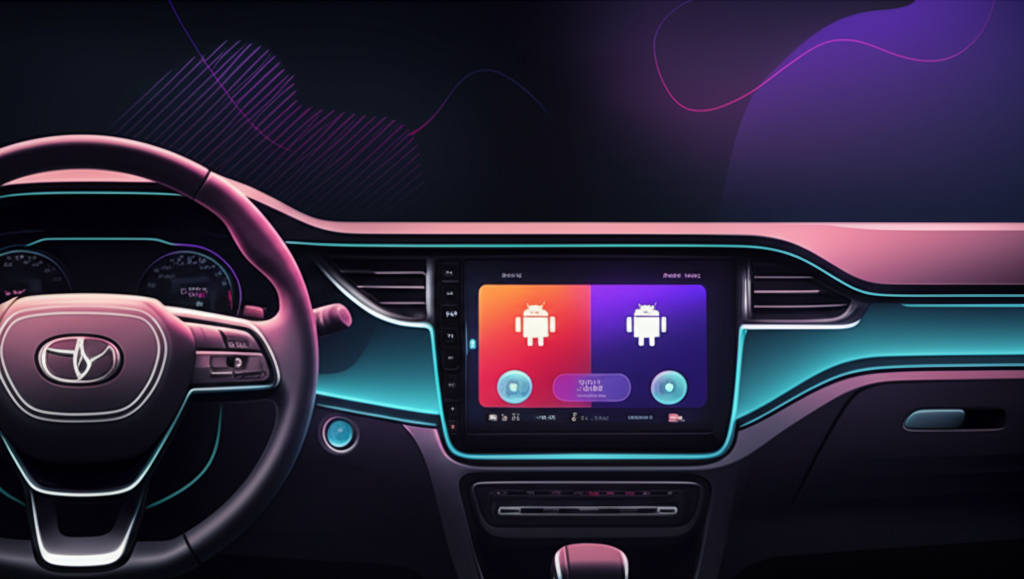 Car dashboard display showing Android Auto gaming interface