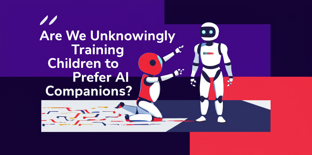 Child interacting with AI robot versus human
