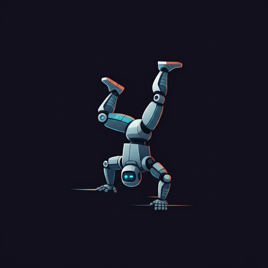 Humanoid robot performing breakdance moves