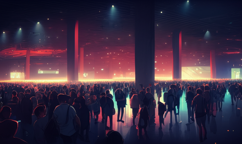 Crowded conference hall at gaming industry event