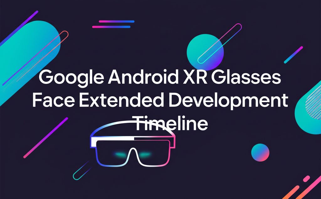 Prototype augmented reality glasses with Android XR branding