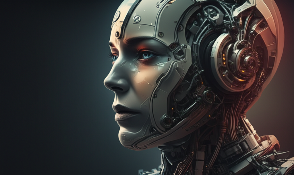 Humanoid robot displaying facial expressions