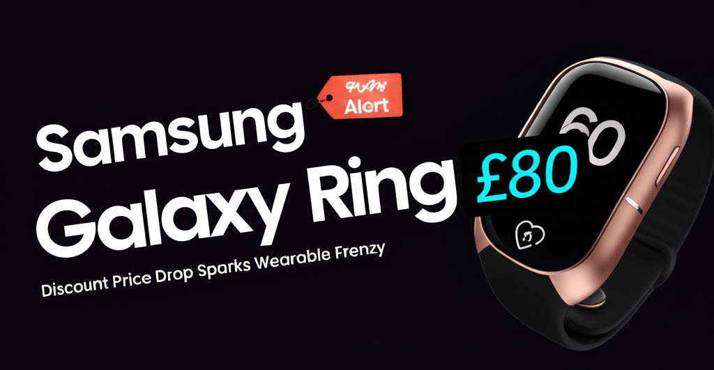 Samsung Galaxy Ring product shot with discount tag overlay